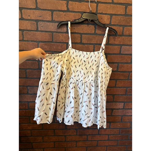 Torrid 2X White Feather Challis Cold Shoulder Blouse NWT Festival Hippie Meadow - Picture 5 of 12